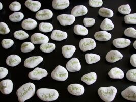 Another alternative for place cards: marble pebbles.