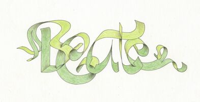 Design of the name “Beate” as a birthday present for a friend. An exercise in three-dimensional letterforms which are arranged alternately in the front and in the back.